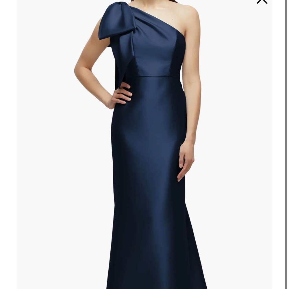 ALFRED SUNG Navy One Shoulder Dress